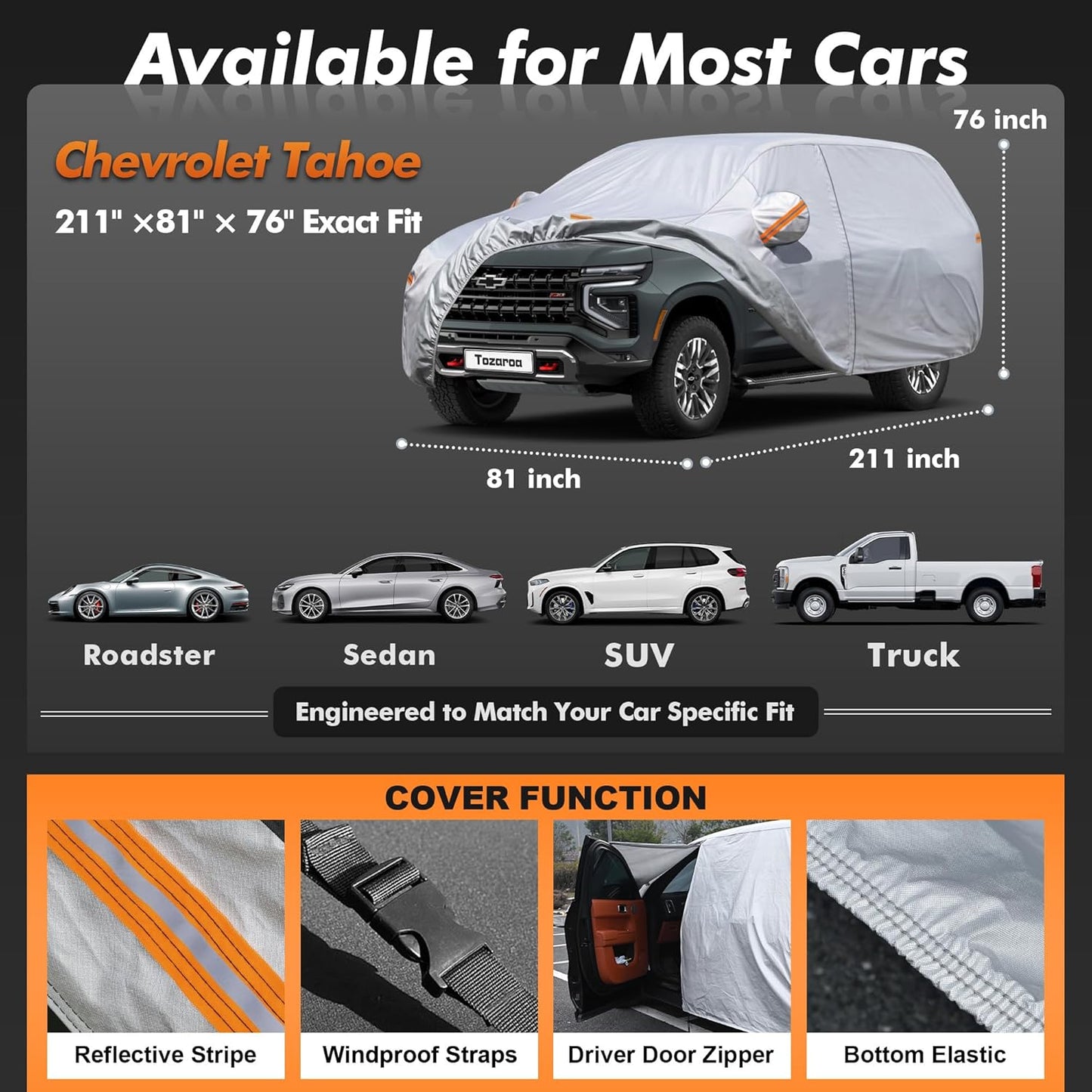 Car Cover Waterproof All-Weather,Heavy-Duty Outdoor Full Exterior Automobiles Sedan/Coupe (Length 186-193 inch) with Windshield Sun Shade Universal Fit Toyota Camry, Tesla Model 3, Accord etc