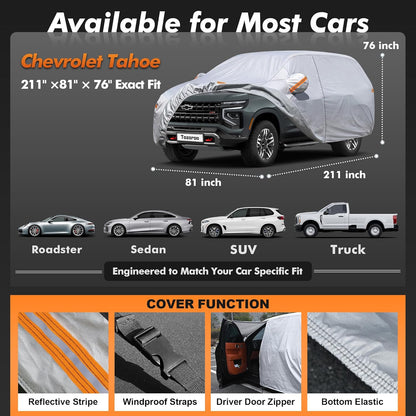 Car Cover Waterproof All-Weather,Heavy-Duty Outdoor Full Exterior Automobiles Sedan/Coupe (Length 186-193 inch) with Windshield Sun Shade Universal Fit Toyota Camry, Tesla Model 3, Accord etc