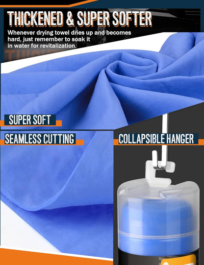 Premium Absorbent Car Drying Chamois Cloth Shammy Towel, 26''x17'' Large, Reusable for Vehicle, Bathroom, Dust Remove, No Spots/Streak/Scratch, Blue