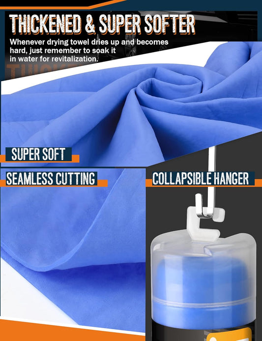 Premium Absorbent Car Drying Chamois Cloth Shammy Towel, 26''x17'' Large, Reusable for Vehicle, Bathroom, Dust Remove, No Spots/Streak/Scratch, Blue