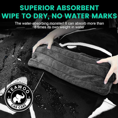 TEAWOO 3-Pack Microfiber Towels for Cars (24" x 35"), Extra Large Super Absorbent Car Drying Towel, Drying Towel for Car & Trucks, Car Towels Drying with No Streaks & Scratches
