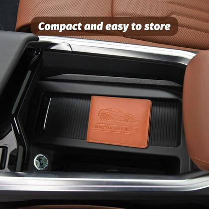 Car Registration and Insurance Holder, Leather Vehicle Document Card Glove Box Organizer, Essential Small Auto Driver License Case, Universal Automotive Interior Accessories(Black)