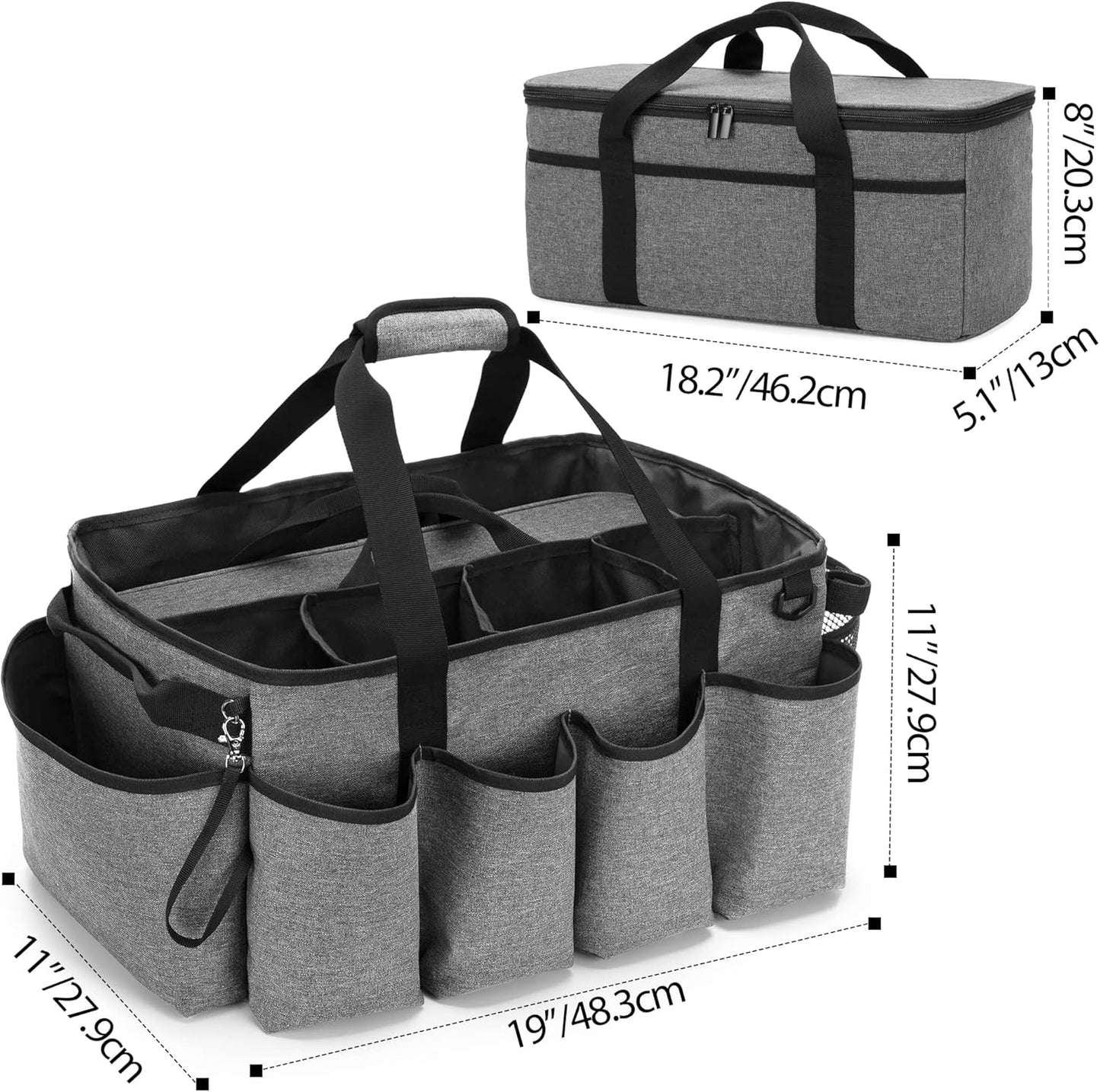HODRANT Detailing Bag with Polisher Carry Bag, Large Detail Car Care Box for Auto Detailing Supplies, Car Wash Caddy & Trunk Organizer for Buffer Bottle Towel & Cleaning Kit, Black, Patent Design
