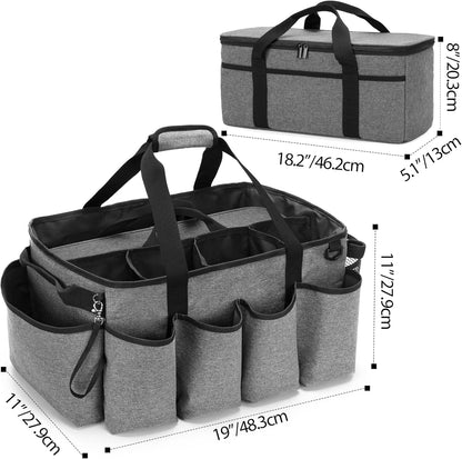 HODRANT Detailing Bag with Polisher Carry Bag, Large Detail Car Care Box for Auto Detailing Supplies, Car Wash Caddy & Trunk Organizer for Buffer Bottle Towel & Cleaning Kit, Black, Patent Design