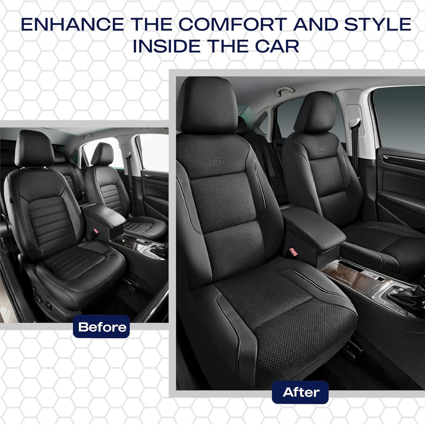 Skechers Memory Foam Seat Covers, Air Cool Mesh Thick Car Seat Covers, Car Seat Covers Front Seats Airbag Compatible, Universal Automotive Comfort for Most Cars, Vans, Trucks, SUV,Black