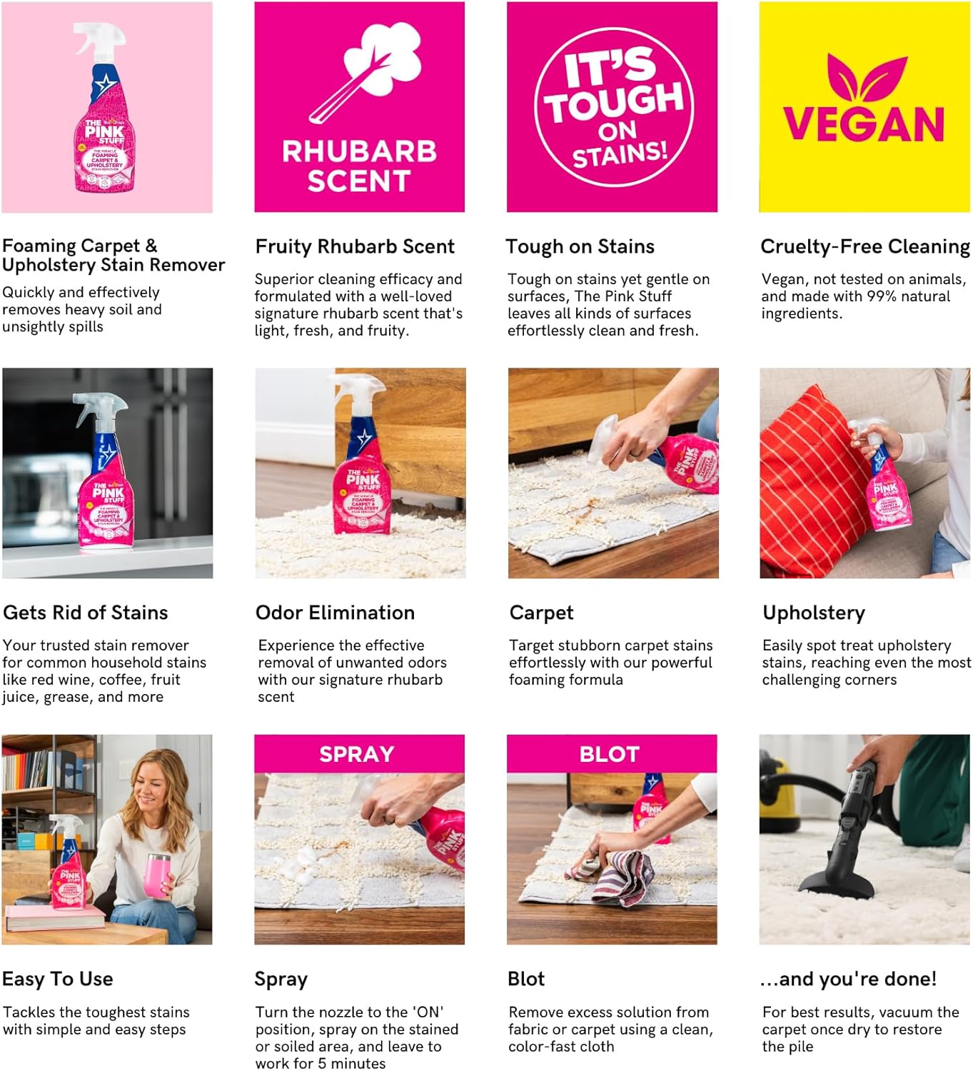 Stardrops - The Pink Stuff - The Miracle Foaming Carpet & Upholstery Stain Remover