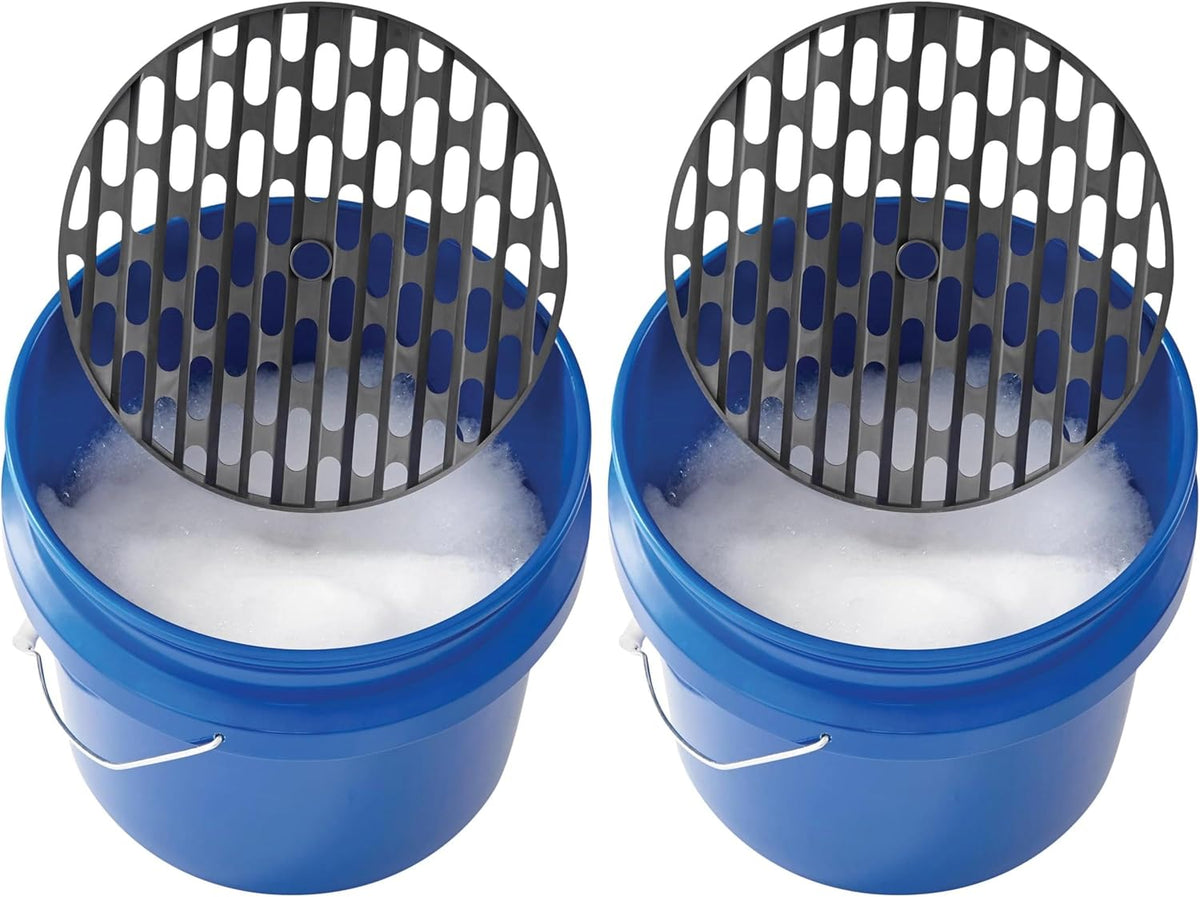 car wash Buckets, grit Screen wash Buckets with Handle,Plastic auto Cleaning Buckets,2-Pack，4-Gallon，Blue