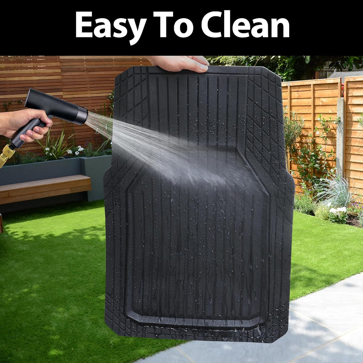 CAR PASS Heavy Duty Rubber Floor Mats for Car, Waterproof Liner Deep Dish Car Mats Full Sets, Universal Trim to Fit for SUV Truck Sedans Vans, All Weather Automotive Floor Mats 3pcs, Solid Black