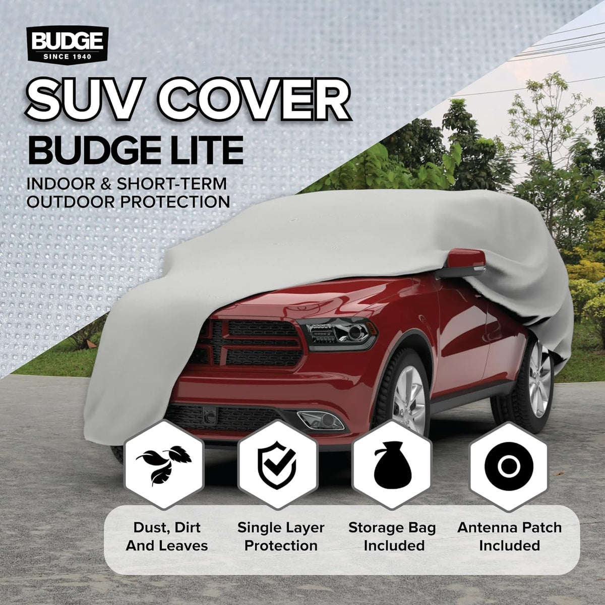 Budge Lite Car Cover, Indoor Protection, Breathable Dustproof Cover, Fits Mid-Size Sedans up to 200 Inches, Gray, Size 3