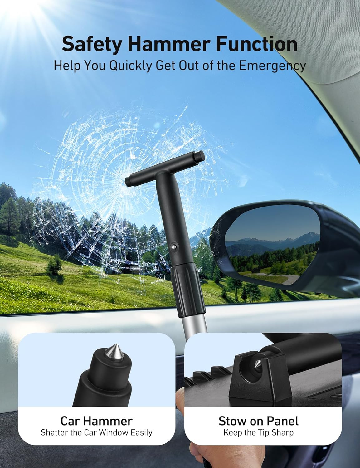 AstroAI Windshield Cleaner Tool, Microfiber Car Window Cleaner with 4 Reusable and Washable Microfiber Pads and Extendable Handle Auto Inside Glass Wiper Kit, Blue