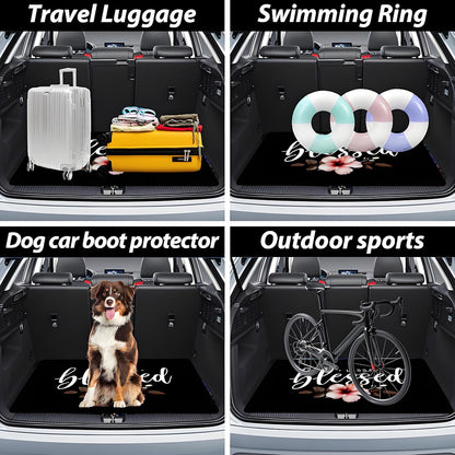 Universal Car Trunk Mat 29" x 39",Purple Colorful Flowers All Weather Trunk Protection Cargo Liner, Durable Cargo Mat Rear Trunk Liner,Stylish Vehicle Interior Accessories Suitable for Most Car Models