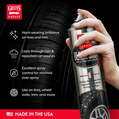 Griot's Garage Black Shine Tire and Trim Coating, Water-Resistant Dressing, Provides a High-Gloss Finish, Rain, and UV Protection, 10938, 15oz