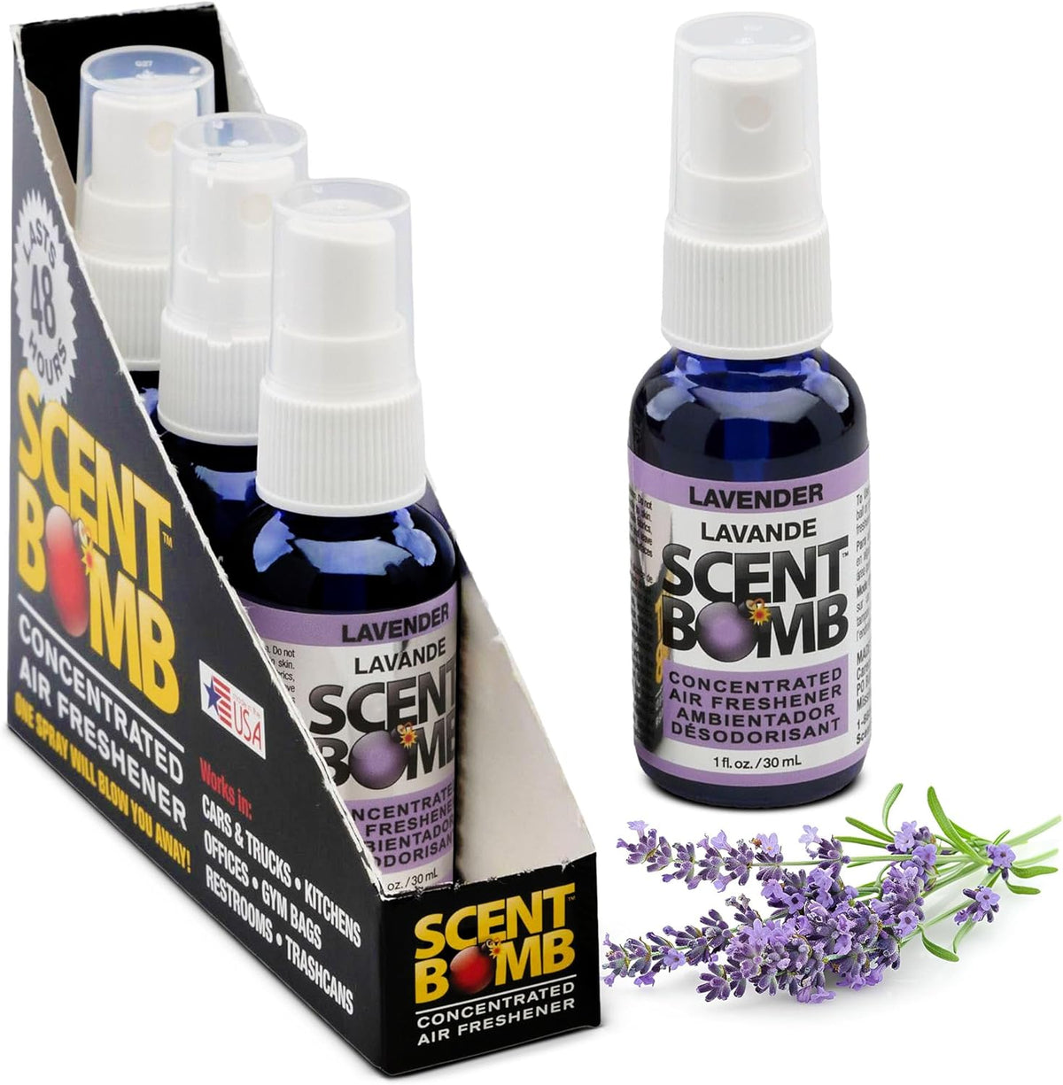 Scent Bomb Air Freshener Spray, Long-Lasting Odor Eliminator - Effective Deodorizer for Home & Car, Fresh Room Spray for Kitchen, Bathroom & Smell Neutralizer - 1 oz Pack of 4, Black Cherry Scent