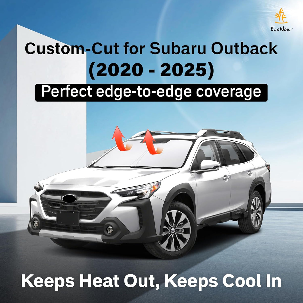 EcoNour Car Windshield Sun Shade | 2025 Upgraded Innovative No-Light-Pass Technology for Maximum Coverage | Foldable Sun Shade Keeps Your Vehicle Cool | Must-Have Car Accessories | Small (59" x 29") - Colors H