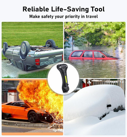 Car Safety Hammer 4 Pack, Car Window Glass Breaker and Seat Belt Cutter Car Emergency Escape Tool with Light Reflective Tape for Family Rescue, Life Saving Survival Kit