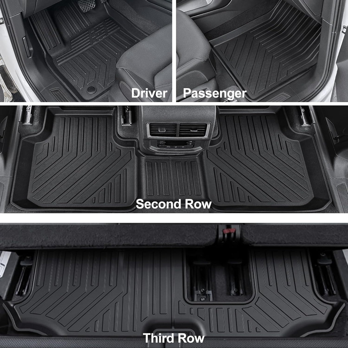 Floor Mats for 2018-2025 2026 Volkswagen Atlas 7 Passenger Bench Seating (Not for Cross Sport), All Weather TPE Durable Cargo Mat with Backrest Mats for VW Atlas Accessories