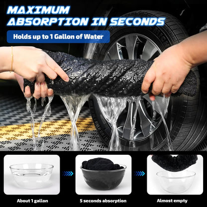 SMINDER 2-Pack 1200 GSM Car Drying Towels – Microfiber Towels for Cars (36" x 24"), Ultra-Absorbent, Streak-Free, Scratch-Free, No Water Spots, Double-Twist Pile & Edgeless Design