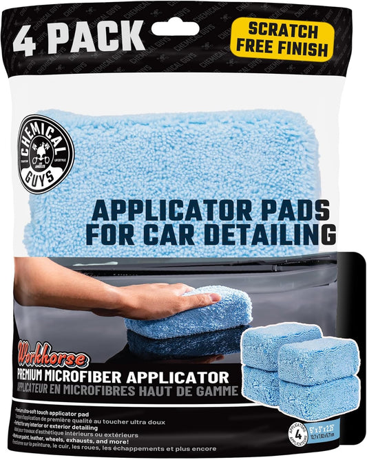 Chemical Guys Premium Grade Microfiber Applicators, 4-Pack - Soft, Scratch-Free Application for Waxes, Sealants, Glazes, and Dressings