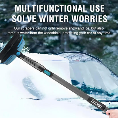 58" Car Snow Brush & Ice Scraper Long Snow Brush for Car Extendable, Upgraded Heavy Duty Pivoting Snow Broom for SUV Trucks Windshield