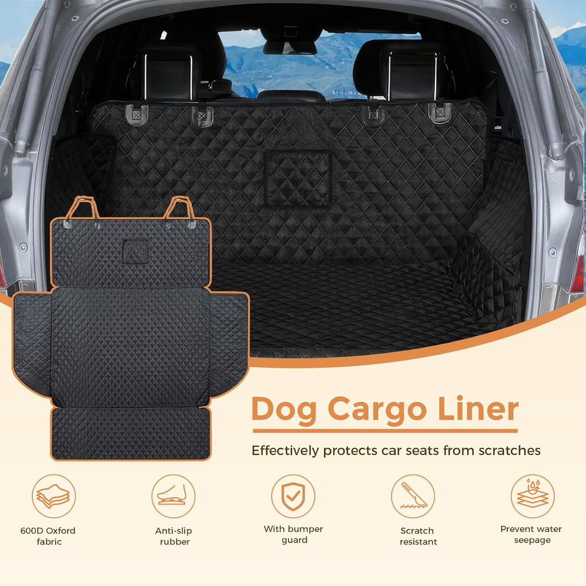 SUV Cargo Liner for Dogs, 200 * 135cm Pet Dog Car Seat Cover with Side Flaps for SUVs Backseats, Dog Car Trunk Seat Protector Cover Mat for Universal Car Trunk Pet (79inch*53.14inch)