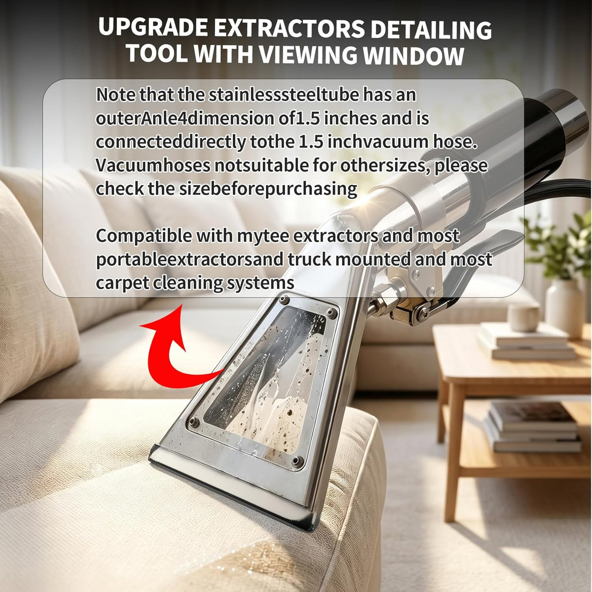 Shop Vac Extractor Hose Kit, Stainless Steel Extractor Wand with Viewing Window and Hose for Upholstery, Carpet Cleaning & Auto Detailing Shop Vacuum with Vacuum Hose, Waterline & Adapter Extractor