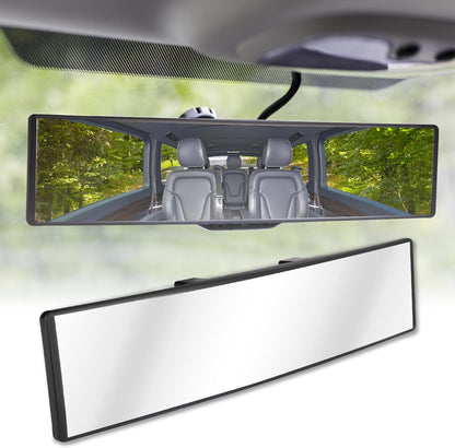 Rear View Mirror, Universal 11.4 Inch Interior Clip On Panoramic Convex Mirrors for Car Accessories, HD Anti Glare Wide Angle and Reduce Blind Spot, Extended Rear View Mirror for Cars, SUVs, Trucks