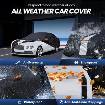 Large SUV Car Cover for Chevy Suburban 100% Waterproof All Weather, Heavy Duty Outdoor Full Exterior Covers Rain Sun Wind UV Protection. - Colors D