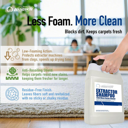 Nanoskin EXTRACTOR SHAMPOO Low Foaming Carpet Cleaner 1 Gallon - Machine Use Upholstery Cleaner, Stain Remover & Odor Eliminator on Rug Car Upholstery Carpets | For Automotive, Home, Office & More