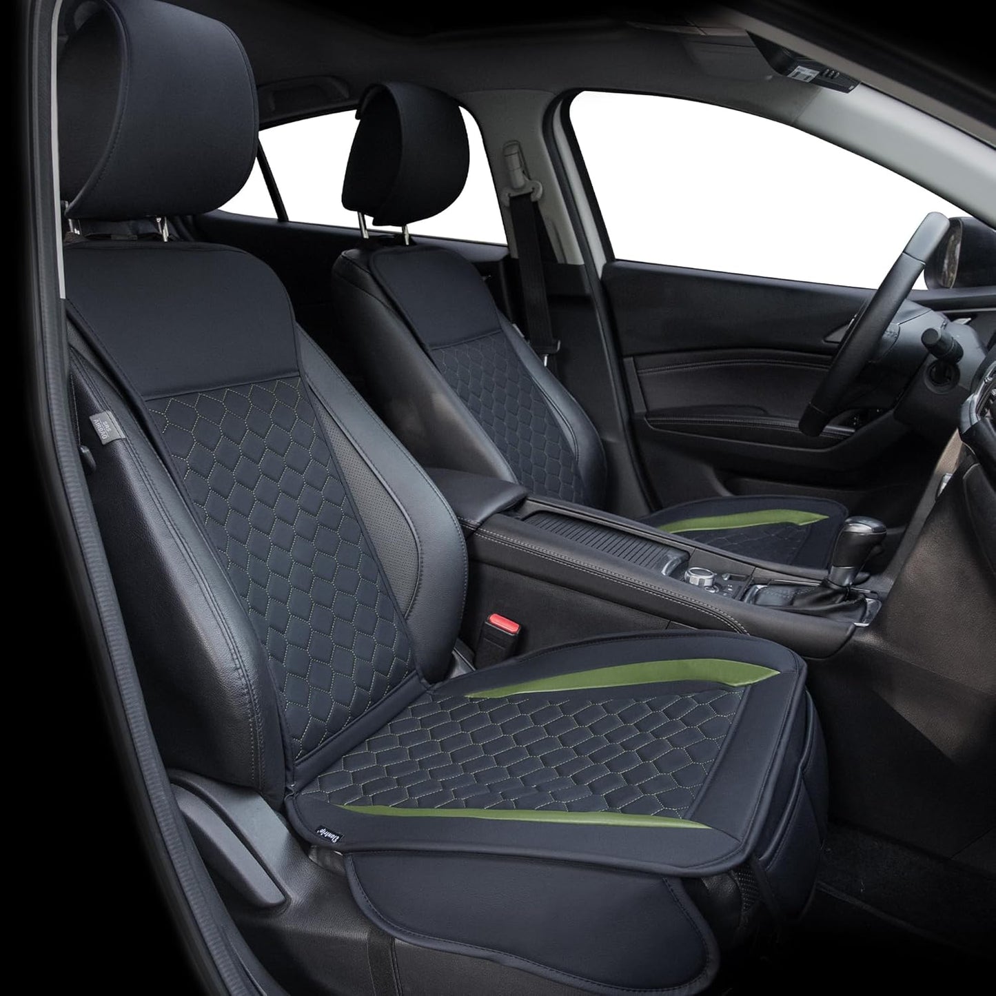 Elantrip 2PCs Front Car Seat Covers Leather Water Proof Seat Protector Universal fit for Most Cars SUVs and Trucks Black