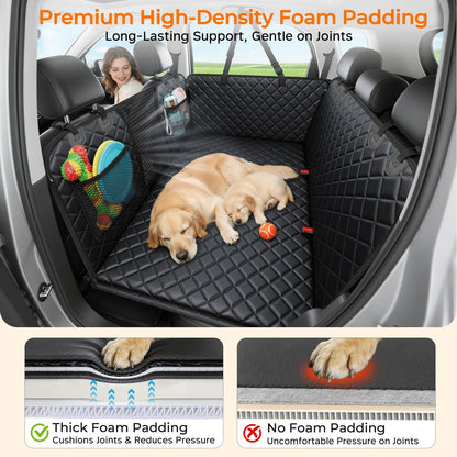 URPOWER 2026 Upgraded Back Seat Extender for Dogs - Large Hard Bottom Dog Car Seat Cover Holds 550lbs, Waterproof Dog Hammock Pet Bed with High-Density Foam Non-Slip Backseat Protector