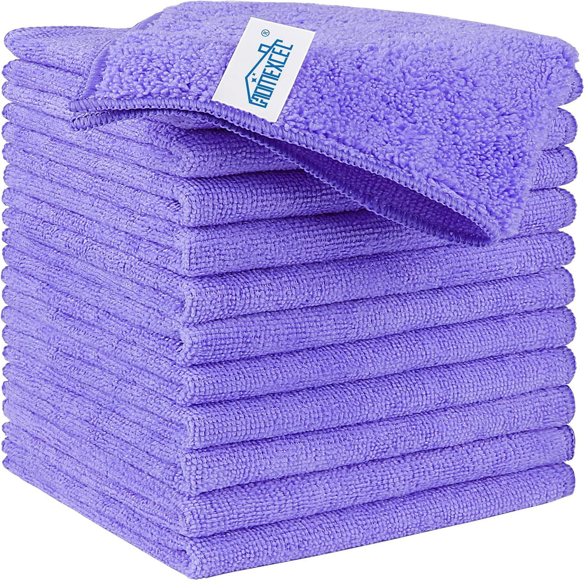 HOMEXCEL Microfiber Cleaning Cloth 210GSM, Pack of 12, Size:11.5" x 11.5", Ultra-Soft, High-Density Non-Abrasive Cleaning Towels for Cars, Glass, Kitchen, Reusable Rags, Blue/Green/Yellow/Pink