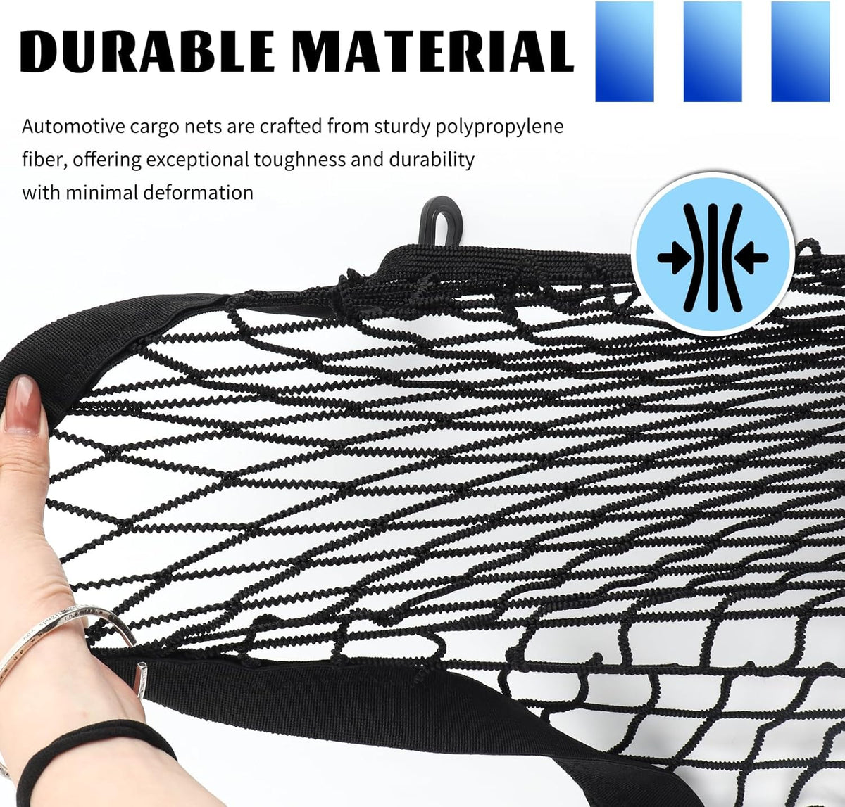 Highly Elastic Cargo Nets for SUV with 4 Hooks,32"x24" Stretch to 63"x47" Truck Cargo Net as Trunk Organizer,Heavy-Duty Truck Bed Cargoes Net for Secure Load Retention