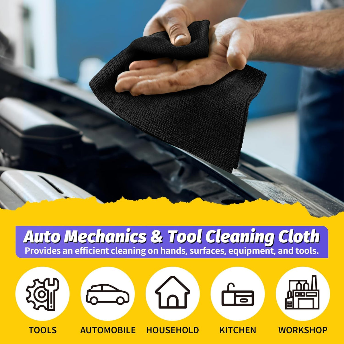 Microfiber Cleaning Cloth, 100 Pack Cleaning Rags Microfiber Towel Bulk Absorbent Lint-Free Wash Cloths, All-Purpose Shop Towels for Cars, Automotive, Garage, Home & Kitchen 11.5"*11.5"