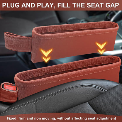 2 Pack Update Car Seat Gap Filler Organizer Leather Console Storage Box Front Side Pocket Seats Organizers Filler Interior Car Accessories for Phone Wallet Coin Key Sunglasses (Black)