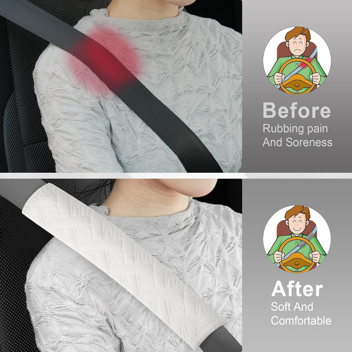 JUSTTOP 2-Pack Universal Car Seat Belt Pads Cover for A More Comfortable Driving, Seat Belt Shoulder Strap Covers Harness Pad for Car Interior Accessories(Black)