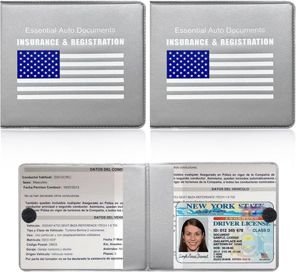 Ziciner Car Registration Insurance Holder, 2Pack Essential Auto Card Document Glove Box Organizer with Touch Fastener, Vehicle Interior Accessories Perfect for Most Car, Truck, SUV (Red/Small Car)