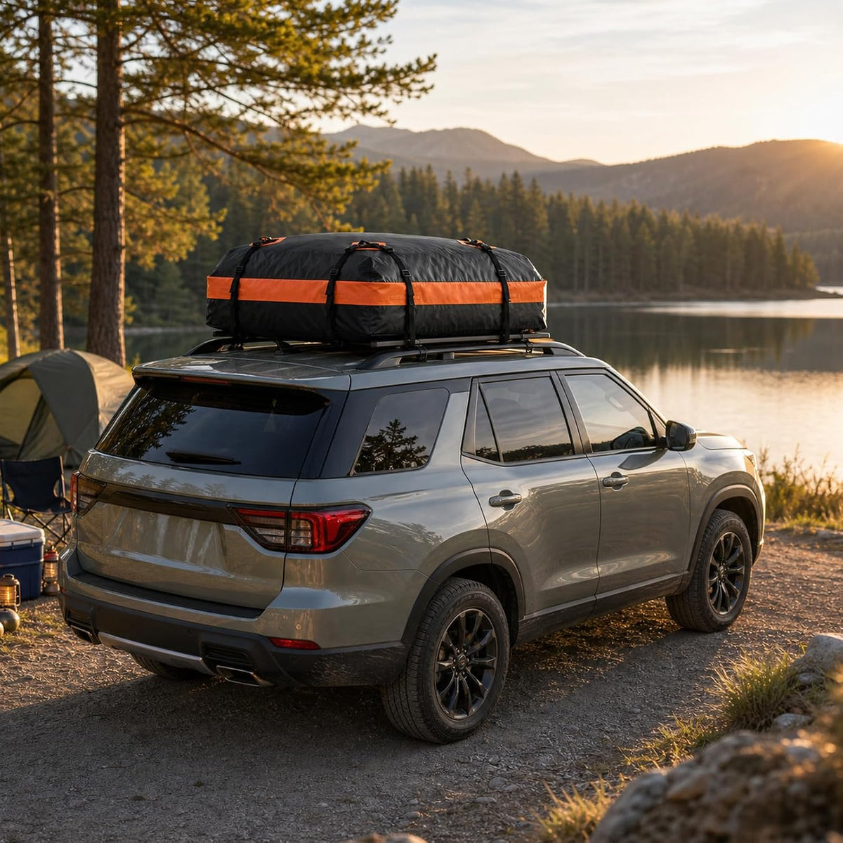 20 Cubic Feet Heavy Duty Waterproof Car Rooftop Cargo Carrier Bag | for All Vehicles with/without Rack, Includes Anti-Slip Mat, Reinforced Straps, Door Hooks, Storage & Luggage Lock