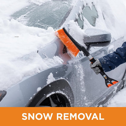 BIRDROCK HOME Snow Brush with Detachable Ice Scraper for Car - Flexible Snow Remover and Windshield Cleaning Tool with Wide Bristle Brush - Winter Sweeper for Auto, SUV - Size: 24" L x 9" W - 1 Pack