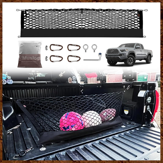 Muslogy Truck Bed Cargo Net Trunk Netting Compatible with 2023-2025 2026 Honda CR-V Accessories, Pickup Cargo Organizer SUV Sedan Storage Net w/Heavy Duty Carabiners - Colors B