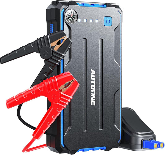 AUTOONE 6000A Car Battery Jump Starter Up to All Gas & 12L Diesel Engine, Car Battery Jumper Starter Portable 12V Jump Box with USB Output, Storage Case, LED Flashlight