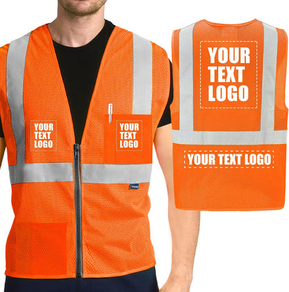 AYKRM 2 Pocket Mesh High Visibility Reflective Safety Vest for men & Women ANSI/ISEA 107 Standards