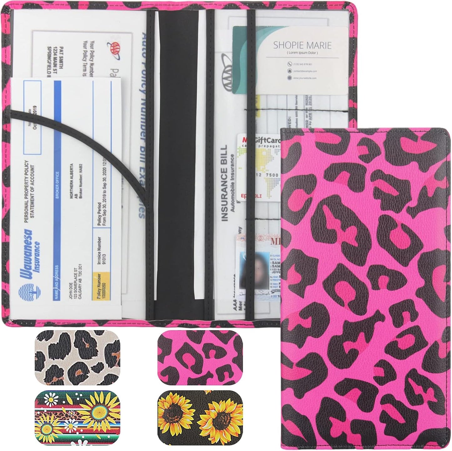 LumiMokki Premium Car Registration & Insurance Card Holder with Magnetic Shut, Vehicle Glove Box Car Organizer - For Documents, Cards, License (Black)