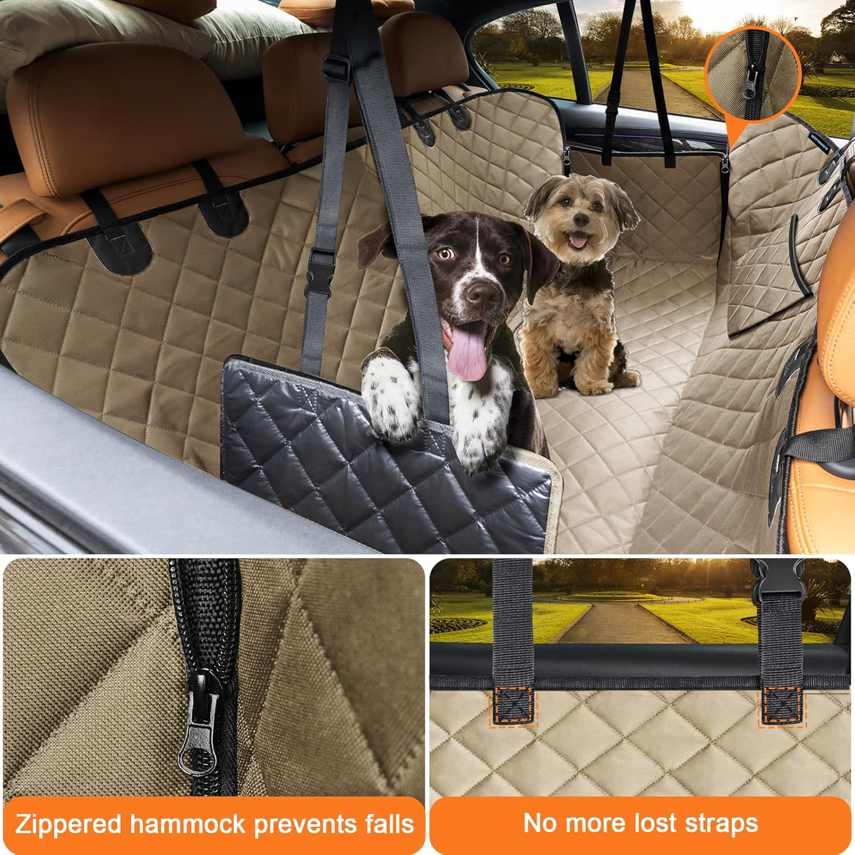 URPOWER Dog Car Seat Cover for Pets 100% Waterproof Seat Cover Hammock 600D Heavy Duty Scratch Proof Nonslip Durable Soft Back Seat Covers for Cars and SUVs