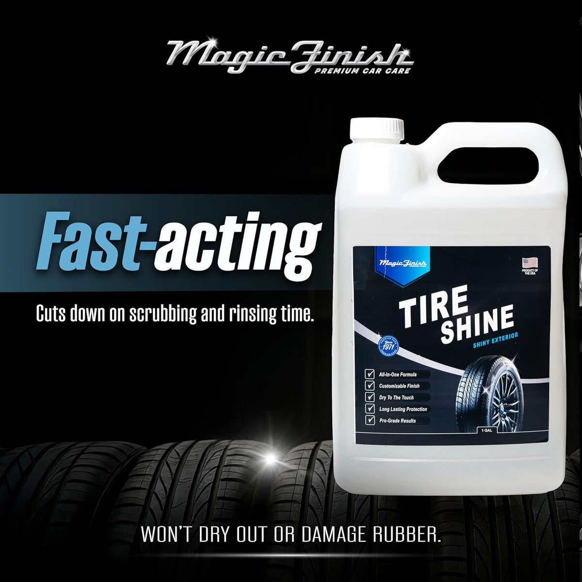 Magic Finish Wheel Cleaner (16 fl oz) – Premium Wheel Cleaner Spray for Brake Dust and Grime with Fast Cling Formula – Car Cleaning Supplies for Chrome, Alloy, Painted Wheels & Powder-Coated Finishes