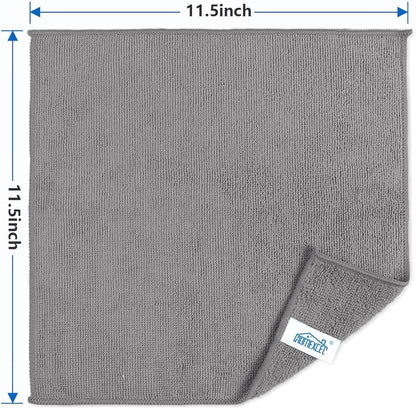 HOMEXCEL Microfiber Cleaning Cloth 210GSM, Pack of 12, Size:11.5" x 11.5", Ultra-Soft, High-Density Non-Abrasive Cleaning Towels for Cars, Glass, Kitchen, Reusable Rags, Blue/Green/Yellow/Pink