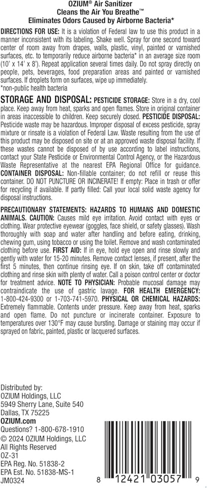 Ozium Air Sanitizer, New Car Scent, 0.8 oz
