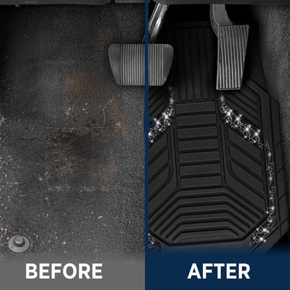 PIC AUTO Heavy Duty Rubber Floor Mats, Purple Aluminum Film Car Mats Set, Front and Rear Car Mats with Anti-Slip Backing, All Weather Protection, Trim-to-Fit for Automotive SUV, Sedan, Van