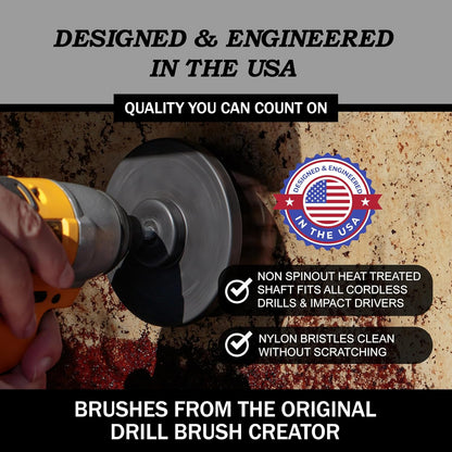 Drillbrush Car Detailing Kit | Drill Brush Set – Soft Bristle Power Scrubber Attachments for Cleaning Car Interior, Upholstery, Carpet, Seats, Wheels, Rims, Dash, Console, and Trim - Nylon Scrub Brush