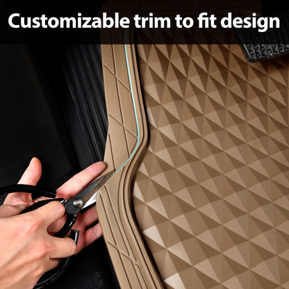 CAR PASS Heavy Duty Rubber Car Mats, Deep Dish All-Weather Floor Mat for Car Full Set Durable Anti-Slip 3D Rhombus Waterproof Trim to Fit Liner Universal Fit Automotive,Sedan,SUV,Truck, 3 Piece Black