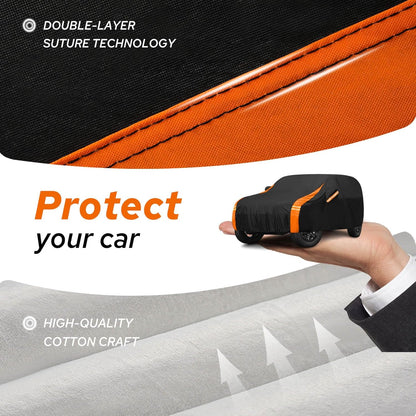 10-Layer Car Cover Waterproof All Weather for Automobiles, Soft Cotton Lining Outdoor Full Covers with Door Zipper, Universal Fit for Sedan 196"-208" L, Size A6 (See Size Chart)